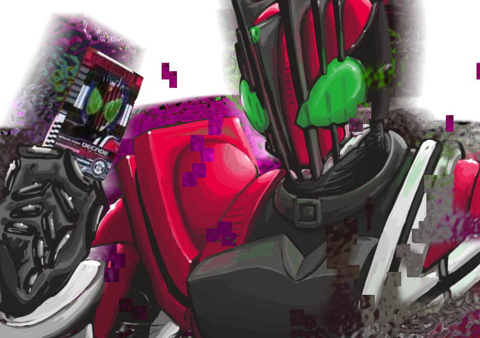 pauchi, kamen rider decade, kamen rider, kamen rider dcd, 1boy, card, holding, holding card, male focus, solo