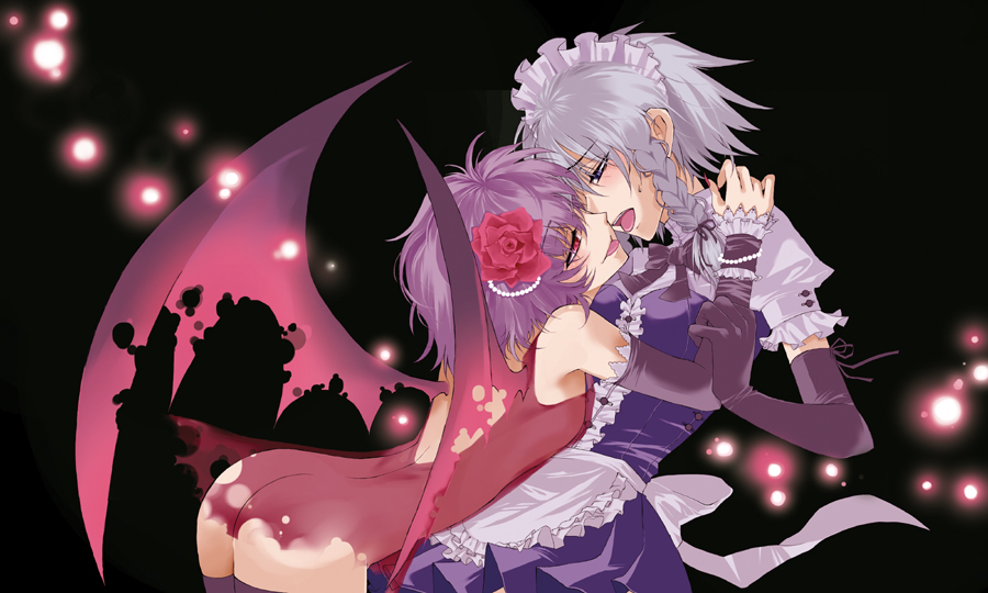 umeiro, izayoi sakuya, remilia scarlet, touhou, bad id, bad pixiv id, 2girls, ass, female focus, multiple girls, yuri