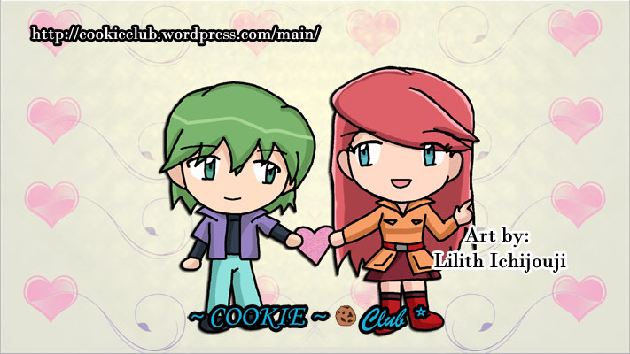 drew (pokemon), solidad (pokemon), nintendo, pokemon, pokemon (anime), pokemon rse (anime), 1boy, 1girl, blue eyes, chibi, green eyes, green hair, heart, holding hands, lilithichijouji, long hair, long sleeves