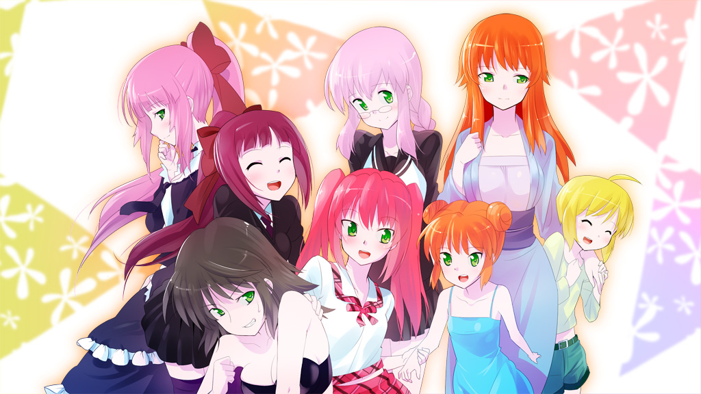 zpolice, original, bad id, bad pixiv id, 6+girls, blonde hair, brown hair, everyone, glasses, long hair, multiple girls, orange hair, pink hair, red hair