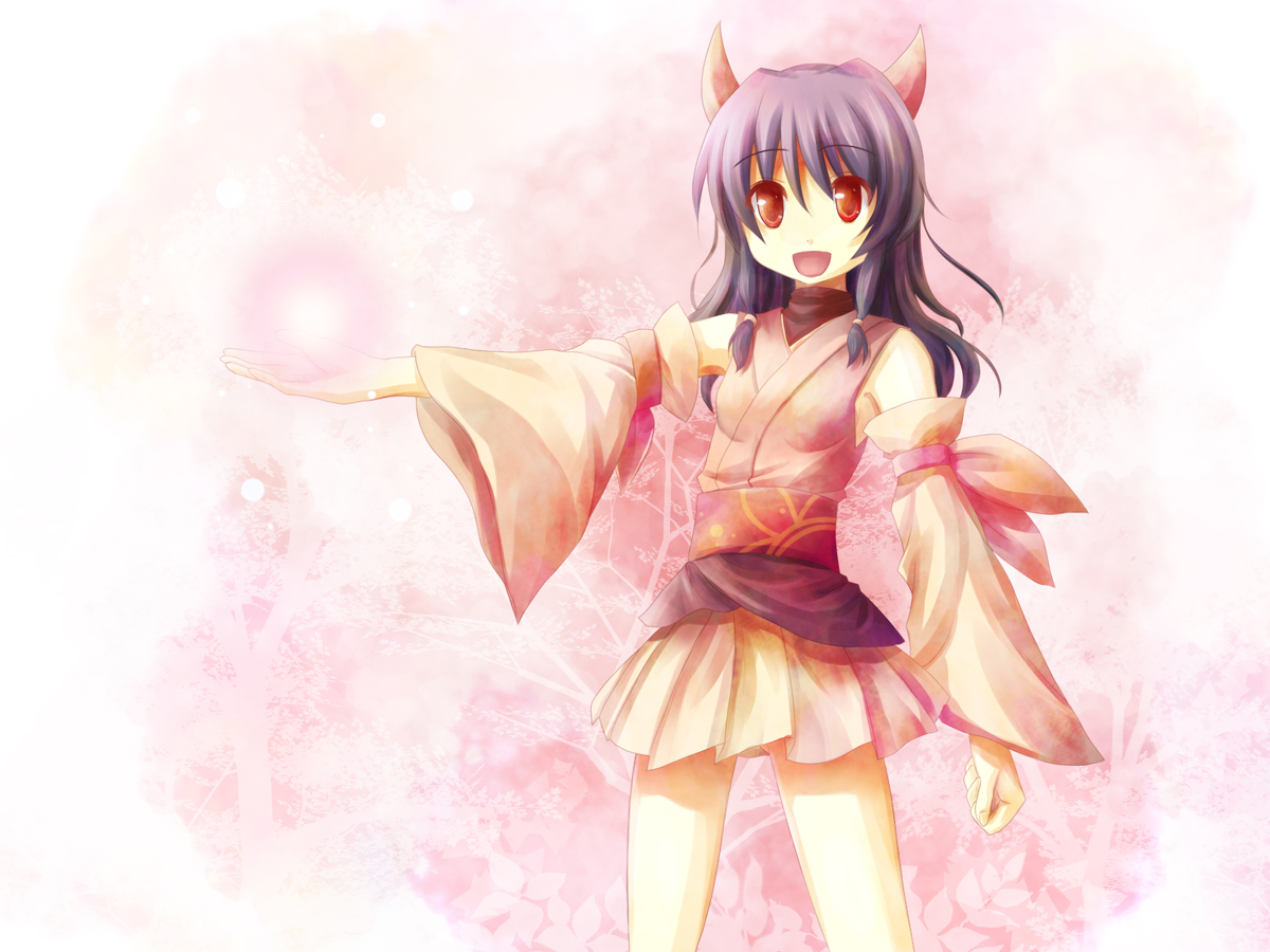 akashio (loli ace), naga (staygarden), ryuujin naga, bad id, bad pixiv id, 1girl, detached sleeves, female focus, horns, purple hair, red eyes, solo