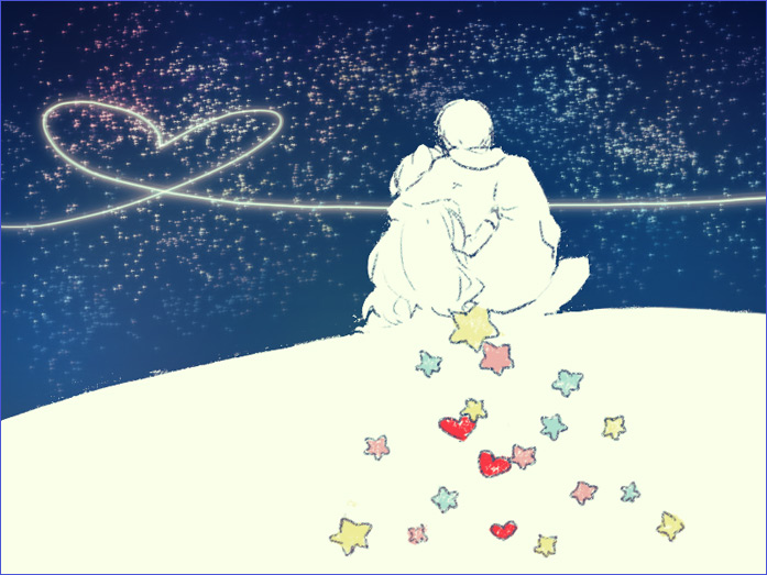 chiko (beroro), aisaka taiga, takasu ryuuji, toradora!, 00s, 1boy, 1girl, coat, couple, from behind, heart, heart of string, indian style, long hair, long sleeves, sitting, spread legs, star (symbol)