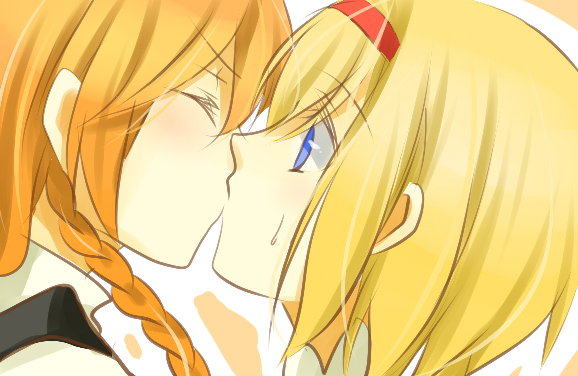 uto uto, alice margatroid, kirisame marisa, touhou, bad id, bad pixiv id, highres, 2girls, female focus, kiss, multiple girls, yuri
