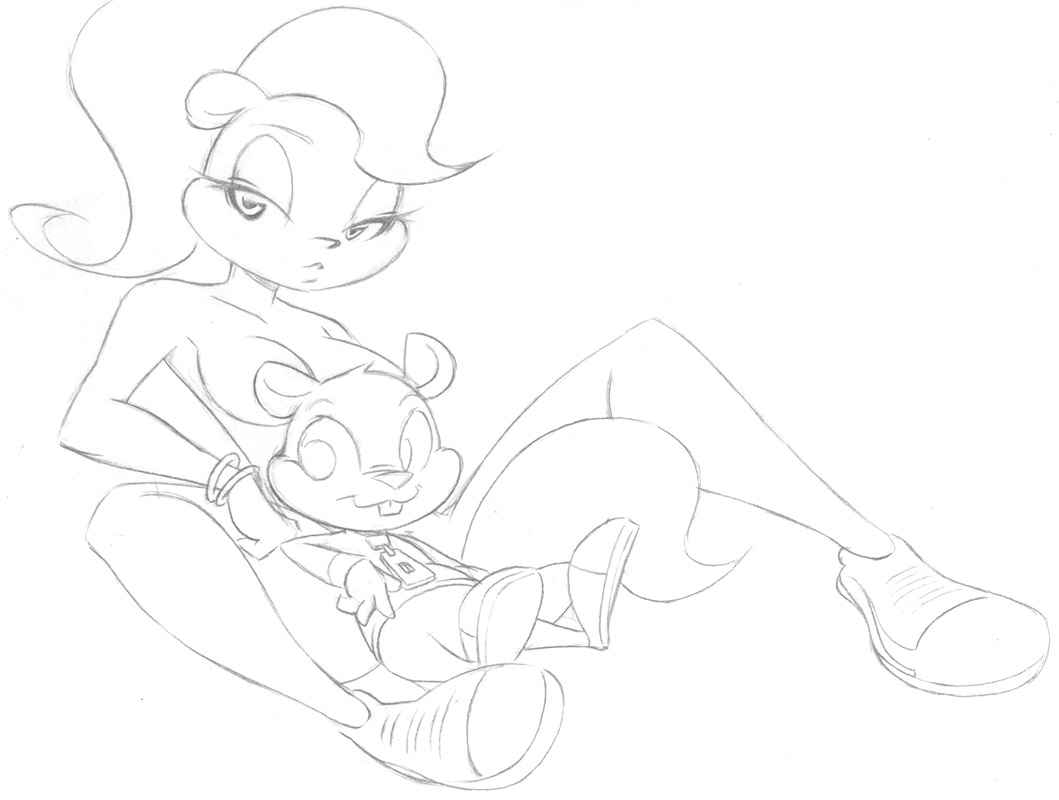 berri, conker, rareware, furry, ponytail, sketch