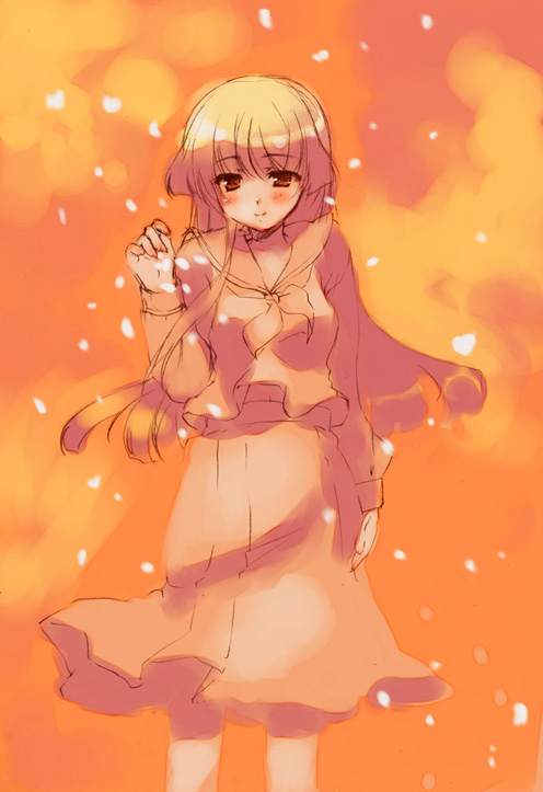 kunai uri, original, 1girl, female focus, long hair, school uniform, serafuku, solo