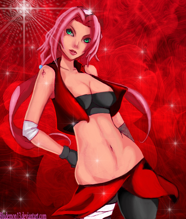 bluedemon13, haruno sakura, banned artist, naruto, green eyes, pink hair