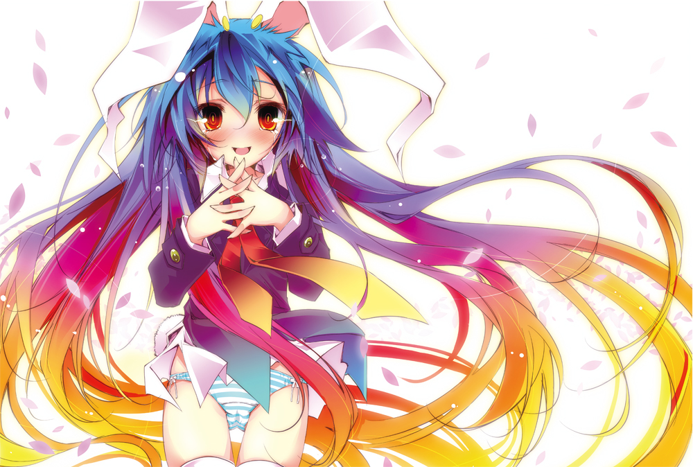 kamiya yuu, reisen udongein inaba, touhou, 1girl, animal ears, female focus, gradient hair, long hair, multicolored hair, panties, rabbit ears, solo, underwear, very long hair