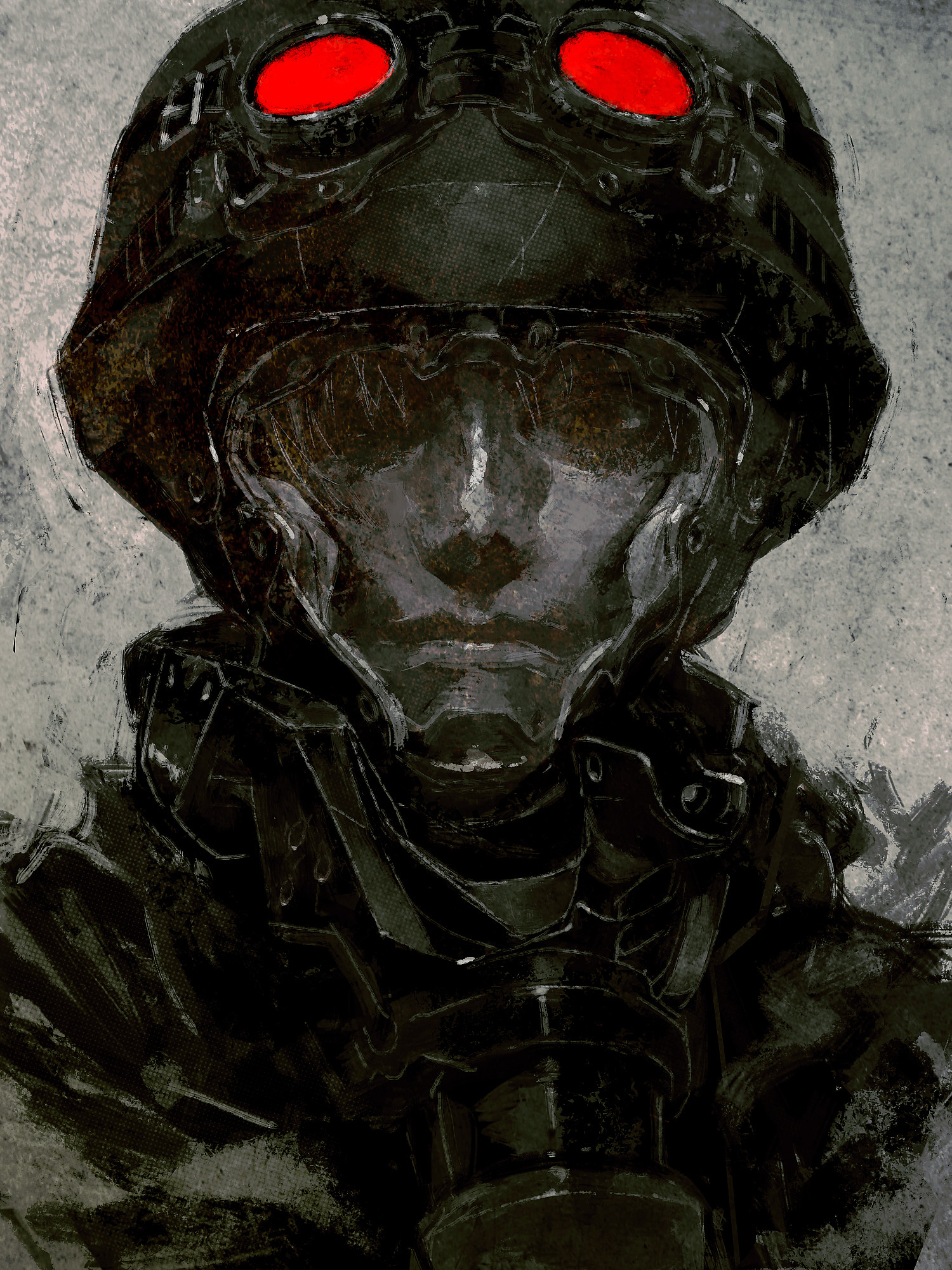 jnt, jin roh, highres, 1boy, goggles, helmet, male focus, military, portrait, solo