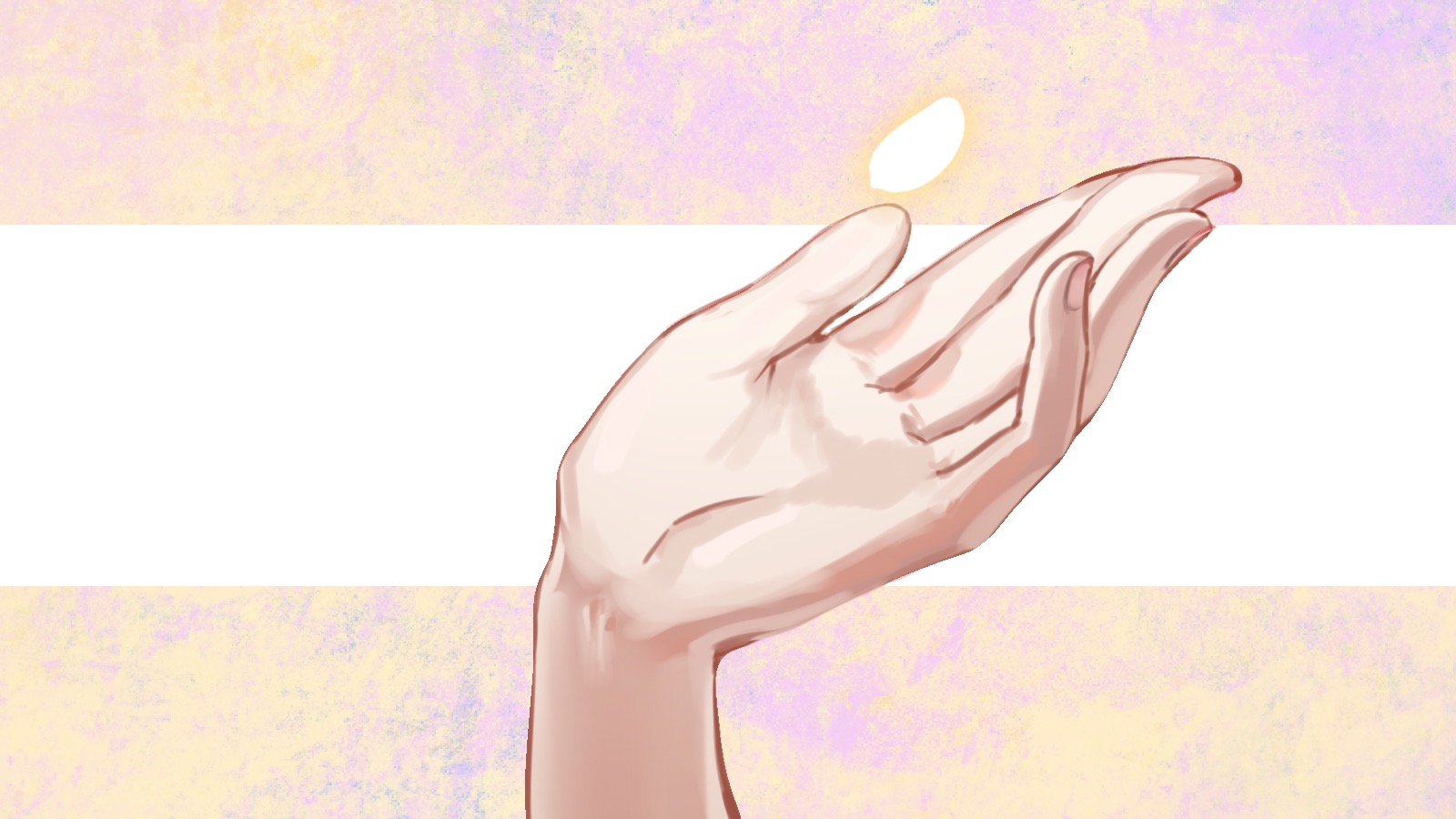 seawave02974, elysia (honkai impact), honkai (series), honkai impact 3rd, chinese commentary, commentary request, highres, procreate (medium), 1girl, hand focus, pink nails, solo, two-tone background