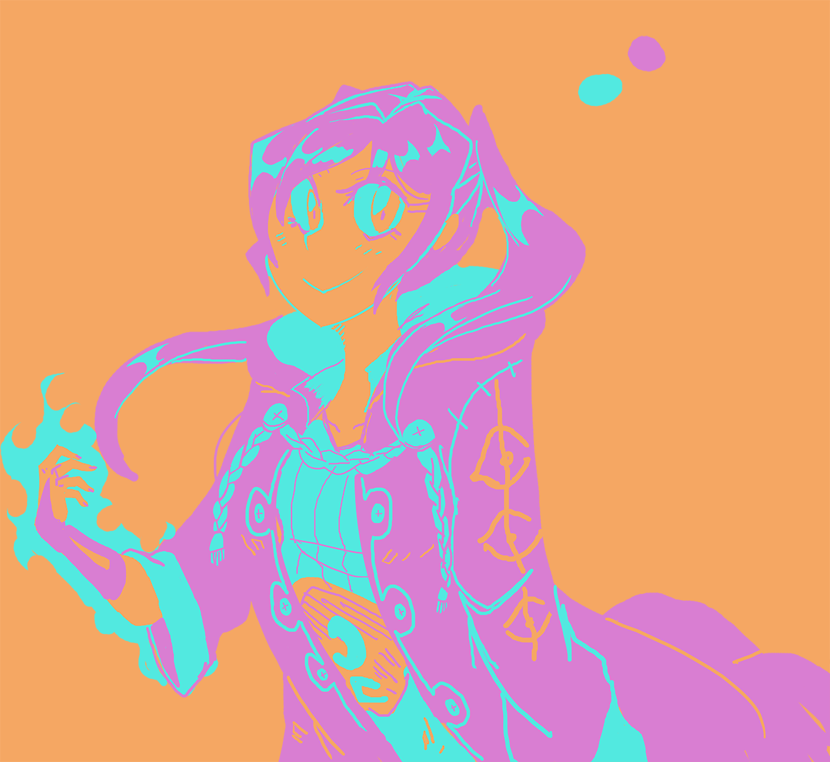 davewaterfalls, female robin (fire emblem), fire emblem, fire emblem awakening, nintendo, 1girl, alternate color, looking at viewer, magic, robe, solo, twintails