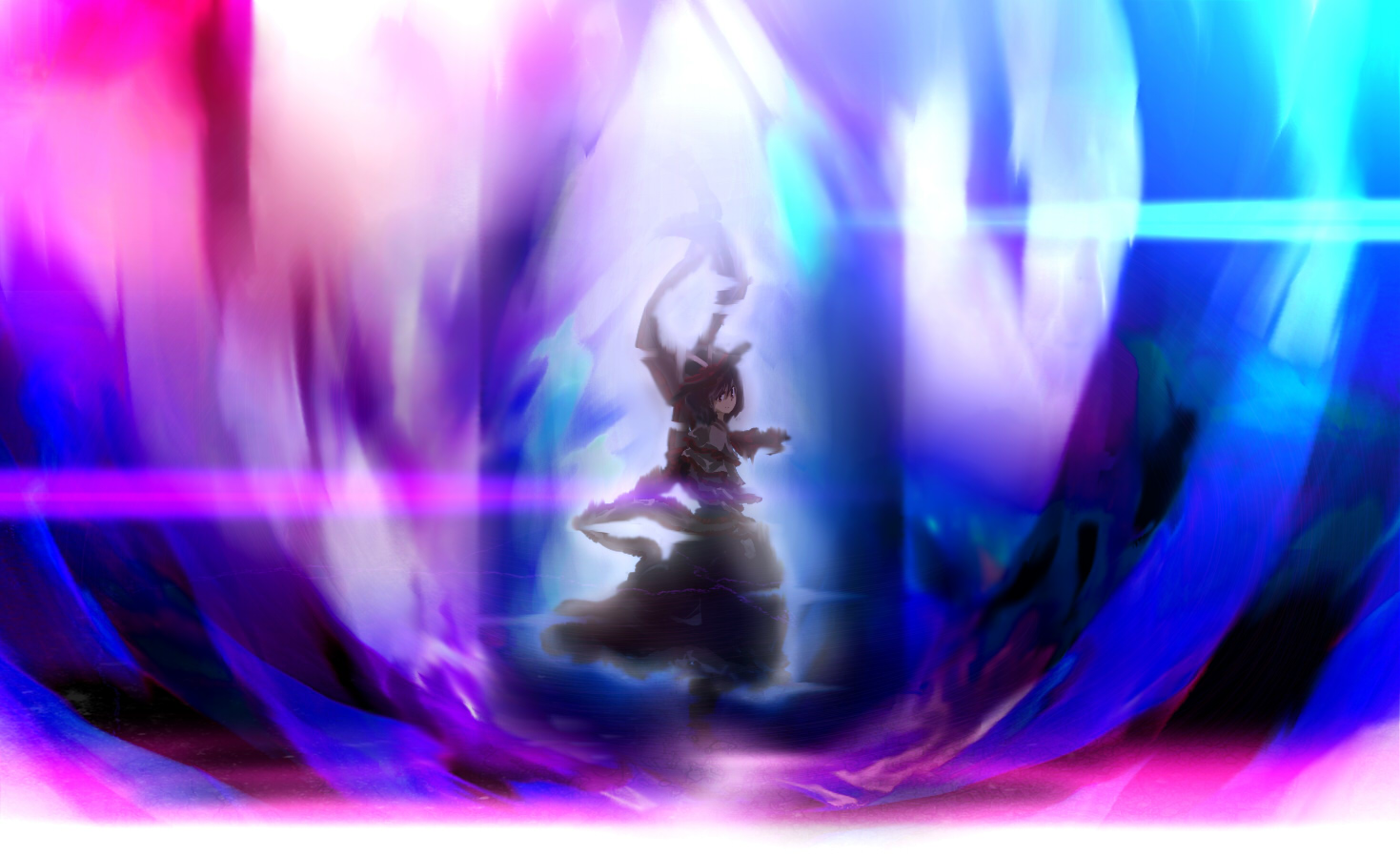 yoshioka yoshiko, nagae iku, touhou, 1girl, female focus, hat, looking at viewer, purple hair, ribbon, shawl, short hair, solo