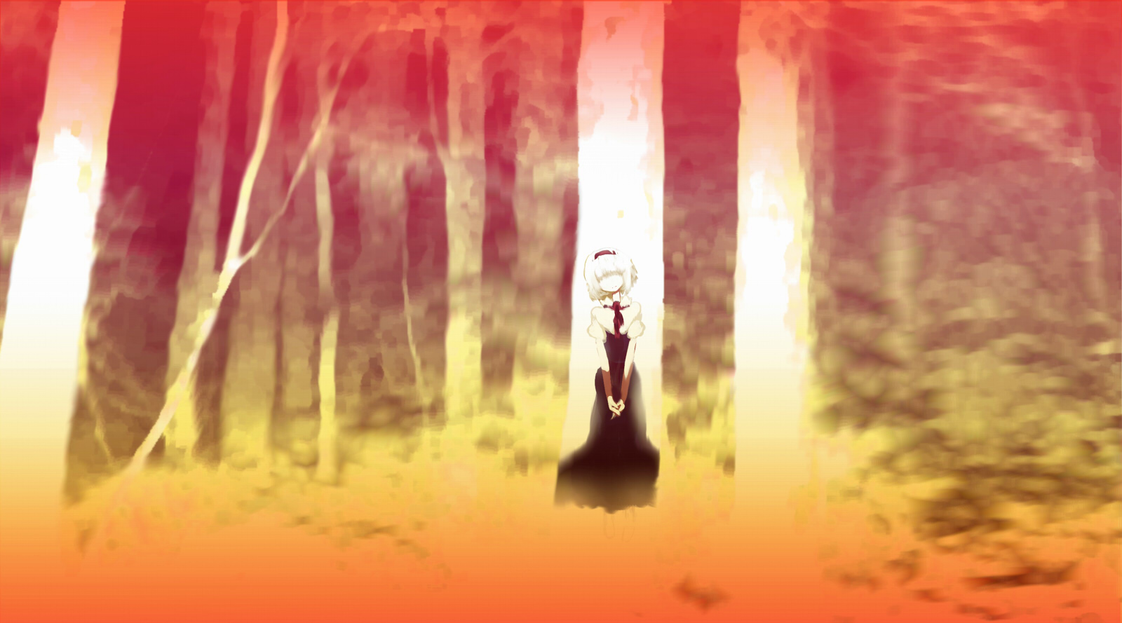 yoshioka yoshiko, alice margatroid, touhou, highres, 1girl, female focus, forest, nature, outdoors, solo