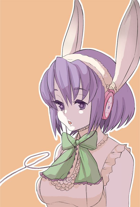 shinryou rei, original, animal ears, headphones, purple eyes, purple hair, rabbit ears, solo