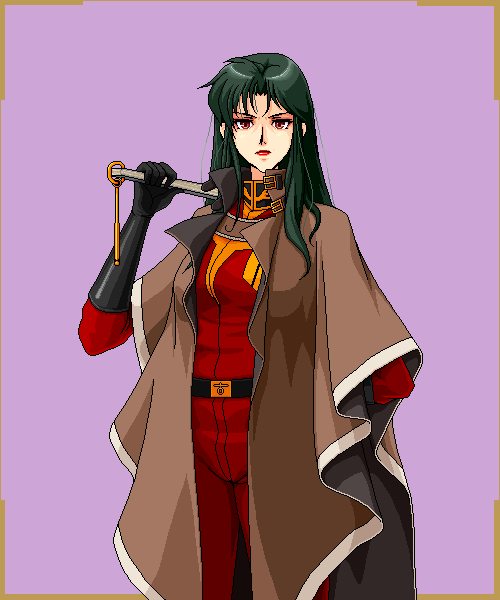 yuuki (silent moon), cima garahau, gundam, gundam 0083, 1990s (style), green eyes, long hair, military, military uniform, retro artstyle, solo
