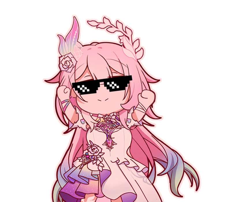 qianceng de xiao xing, cyrene (honkai: star rail), cyrene (ripples of past reverie) (honkai: star rail), honkai: star rail, honkai (series), animated, animated gif, chinese commentary, commentary request, looping animation, 1girl, blue hair, breasts, closed mouth, deal with it (meme), dress, facing viewer, flower, gradient hair, hair flower, hair ornament, hands up, lonely lonely dance, long hair, medium breasts, meme, multicolored hair, pink hair, purple flower, purple rose, rose, simple background, smile, solo, split mouth, transparent background, very long hair, white dress