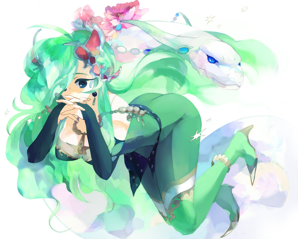 shako, rydia (adult) (ff4), rydia (ff4), final fantasy, final fantasy iv, final fantasy iv: the after years, bad id, bad pixiv id, 1990s (style), 1girl, aged up, ass, boots, earrings, female focus, green boots, green hair, hair ornament, hair over one eye, jewelry, long hair, retro artstyle, skin tight, solo