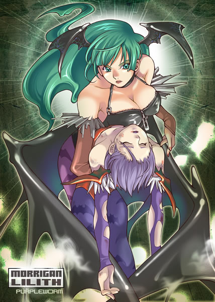 lilith (darkstalkers), morrigan aensland, capcom, darkstalkers, demon girl, night, vampire