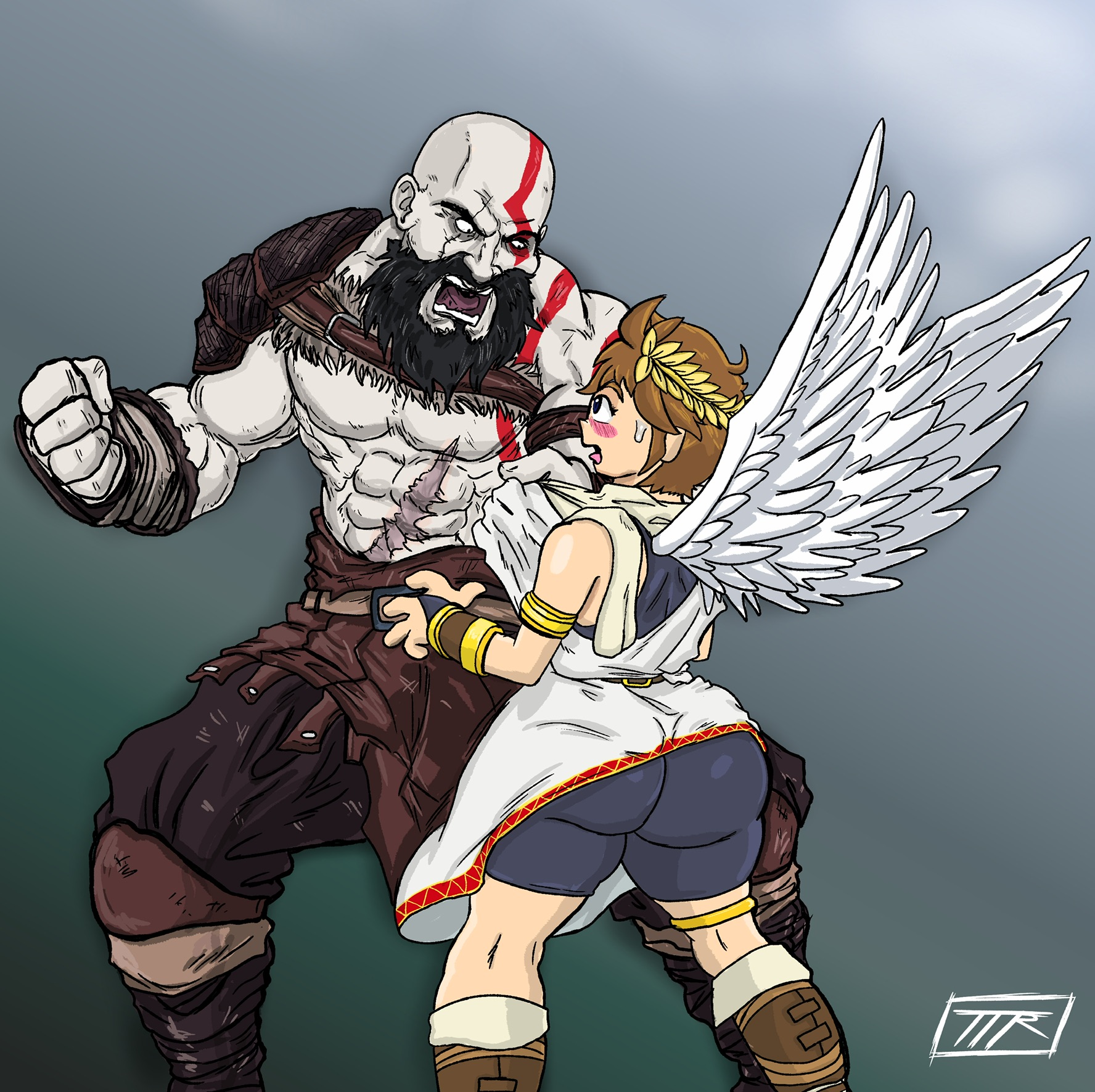 ttherandom, kratos (god of war), pit (kid icarus), god of war, kid icarus, nintendo, source request, tagme, anal, penis, yaoi