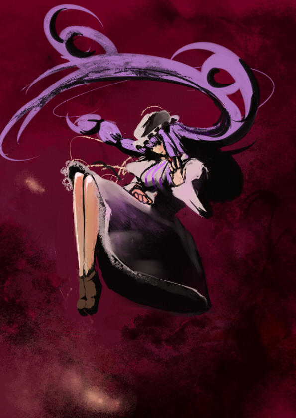 miatsushi, patchouli knowledge, touhou, bad id, bad pixiv id, 1girl, female focus, purple hair, solo