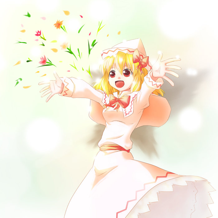 kazuha (ichiwa), lily white, touhou, 1girl, female focus, flower, hat, solo, standing