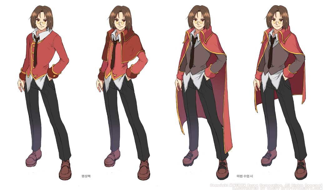 caesty, maximin liebkne, nexon, tales weaver, commentary request, korean commentary, official art, translation request, 4boys, artist name, black necktie, black pants, brown eyes, brown hair, brown jacket, brown shoes, buttoned cuffs, buttons, cape, capelet, closed mouth, collared cape, collared capelet, company name, copyright notice, cross-laced shoes, curtained hair, dated commentary, dress pants, dress shirt, dual persona, english text, full body, glasses, gold buttons, hand in pocket, jacket, legs apart, looking at viewer, multiple boys, necktie, nenyaffle school uniform, pants, parted bangs, pince-nez, production art, red cape, red capelet, red jacket, red sleeves, school uniform, shirt, shoes, short hair, simple background, sleeve cuffs, smile, standing, straight hair, undershirt, watermark, web address, white background, white shirt, wing collar, yellow trim