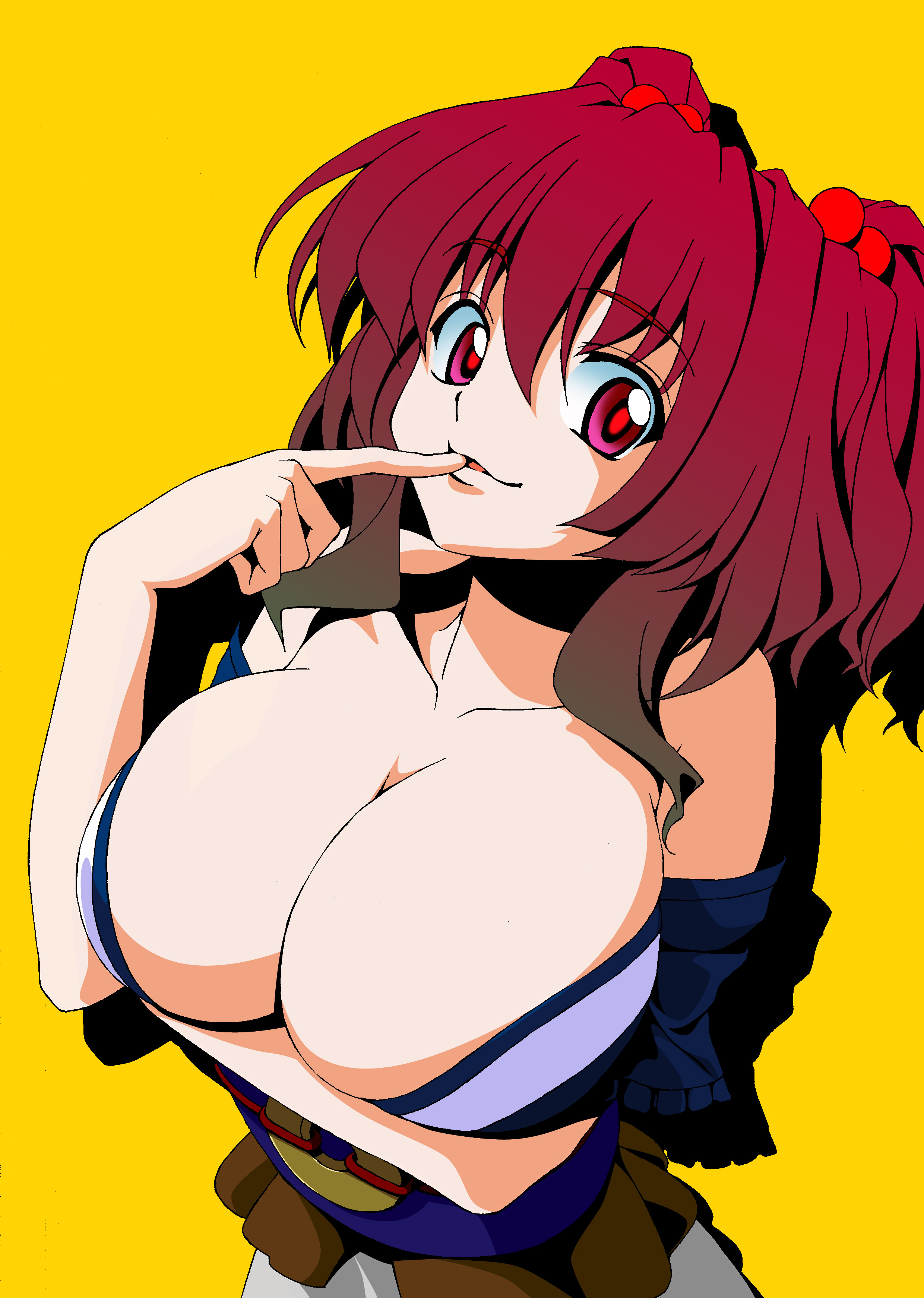 yukinoserizawa, onozuka komachi, touhou, absurdres, bad id, bad pixiv id, highres, 1girl, breasts, cleavage, female focus, huge breasts, red hair, solo