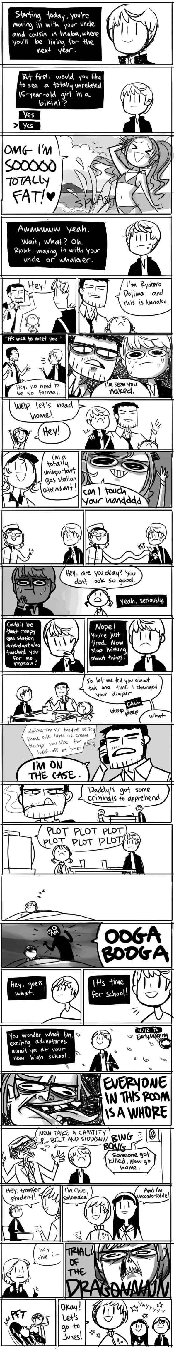 peachifruit, amagi yukiko, doujima nanako, doujima ryoutarou, hanamura yousuke, izanami, kujikawa rise, morooka kinshirou, narukami yu, satonaka chie, persona, persona 4, bad tag, english, absurdres, highres, long image, tall image, comic, monochrome, parody, summary, | |