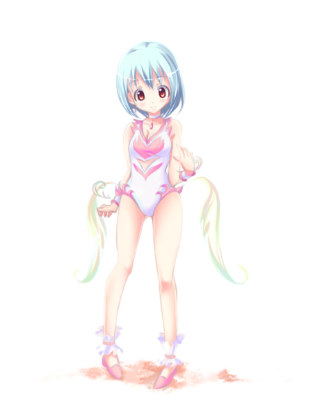 nanabuluku, hero's daughter (dq5), dragon quest, dragon quest v, 1girl, angel leotard, ankle garter, blue hair, brown eyes, choker, female focus, leotard, short hair, solo, wrist cuffs