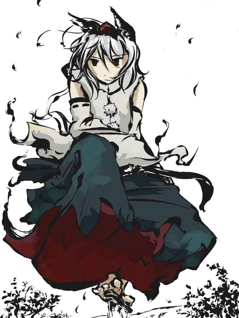 ryuu, ryuu (tsukinoyuki), inubashiri momiji, touhou, 1girl, barefoot, feet, female focus, hat, solo, tokin hat, wolf ears