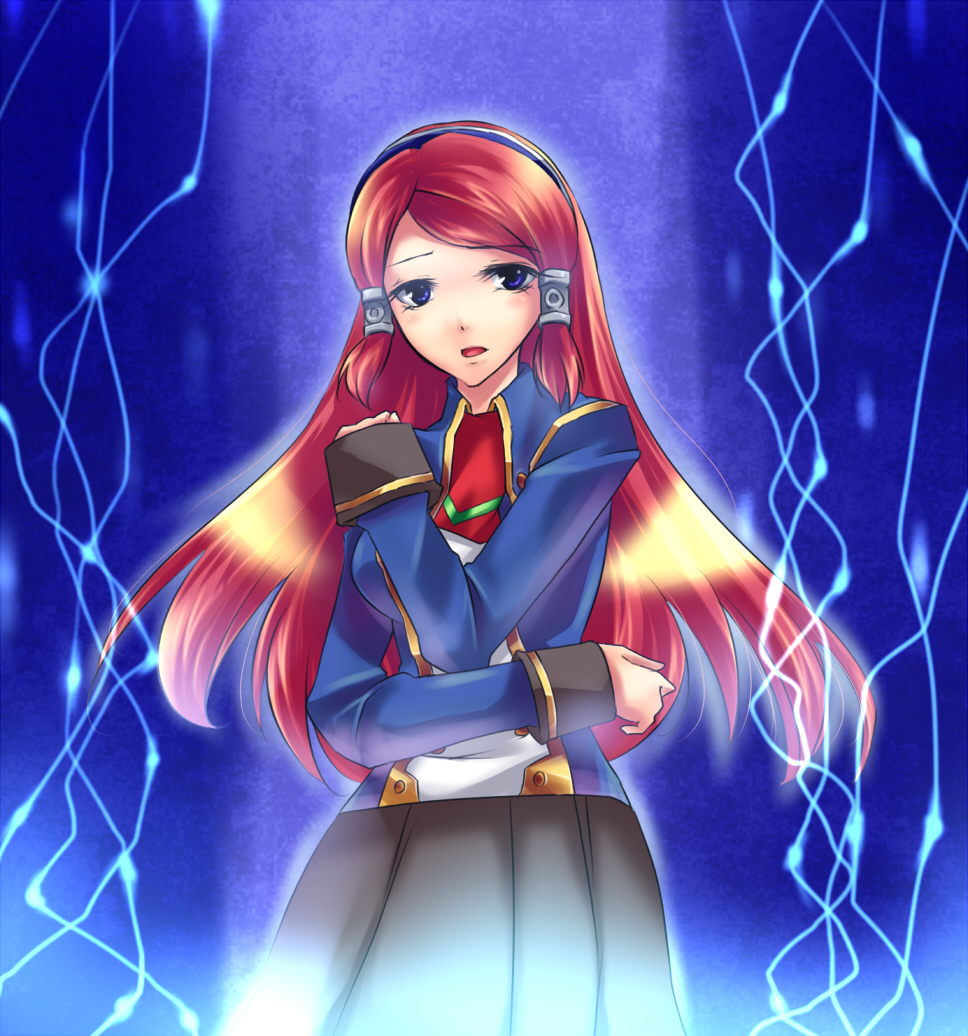 tsubaki yayoi, arc system works, blazblue, blazblue: continuum shift, long hair, red hair, school uniform