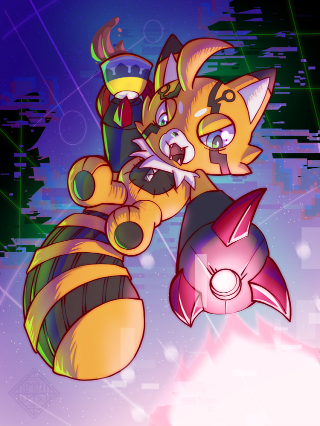 morgannox, pristimon, digimon, claws, digimon (creature), fangs, jumping, open mouth, tail