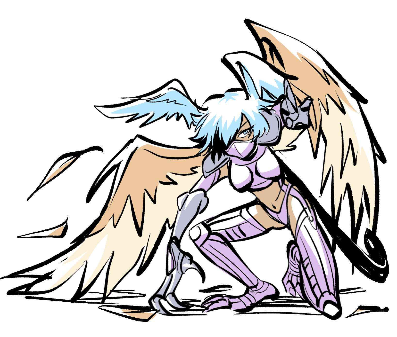 oh sorry 01, shutumon, digimon, armor, digimon (creature), head wings, mask, short hair, wings