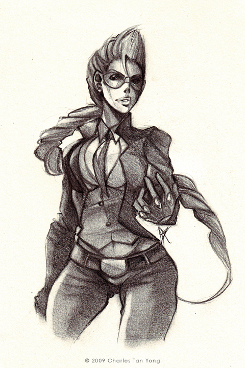 crimson viper, capcom, street fighter, street fighter iv (series), charles tan young, sketch, thefenrir