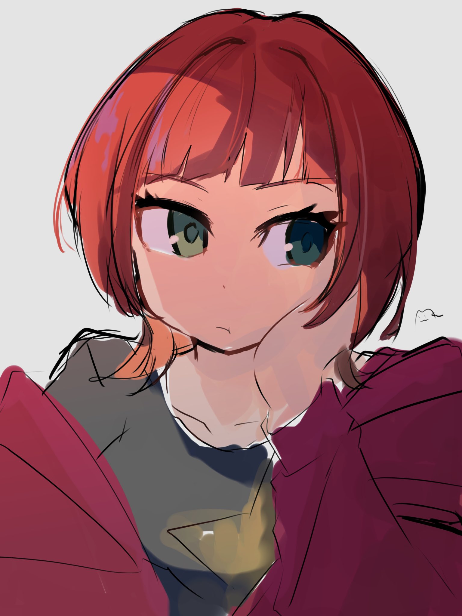 sakuya reina, digimon, digimon beatbreak, green eyes, jacket, looking to the side, mkz dg, short hair, star (symbol)