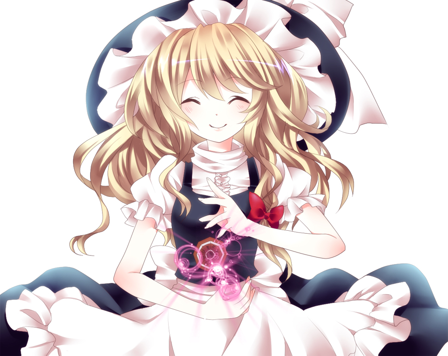 tepengu, kirisame marisa, touhou, bad id, bad pixiv id, 1girl, blonde hair, closed eyes, female focus, hat, mini-hakkero, ribbon, solo