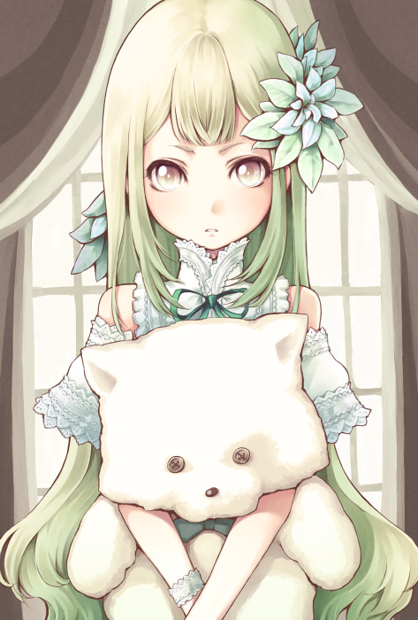 tokunou shoutarou, tagme, 1girl, female focus, long hair, solo, stuffed animal, stuffed toy