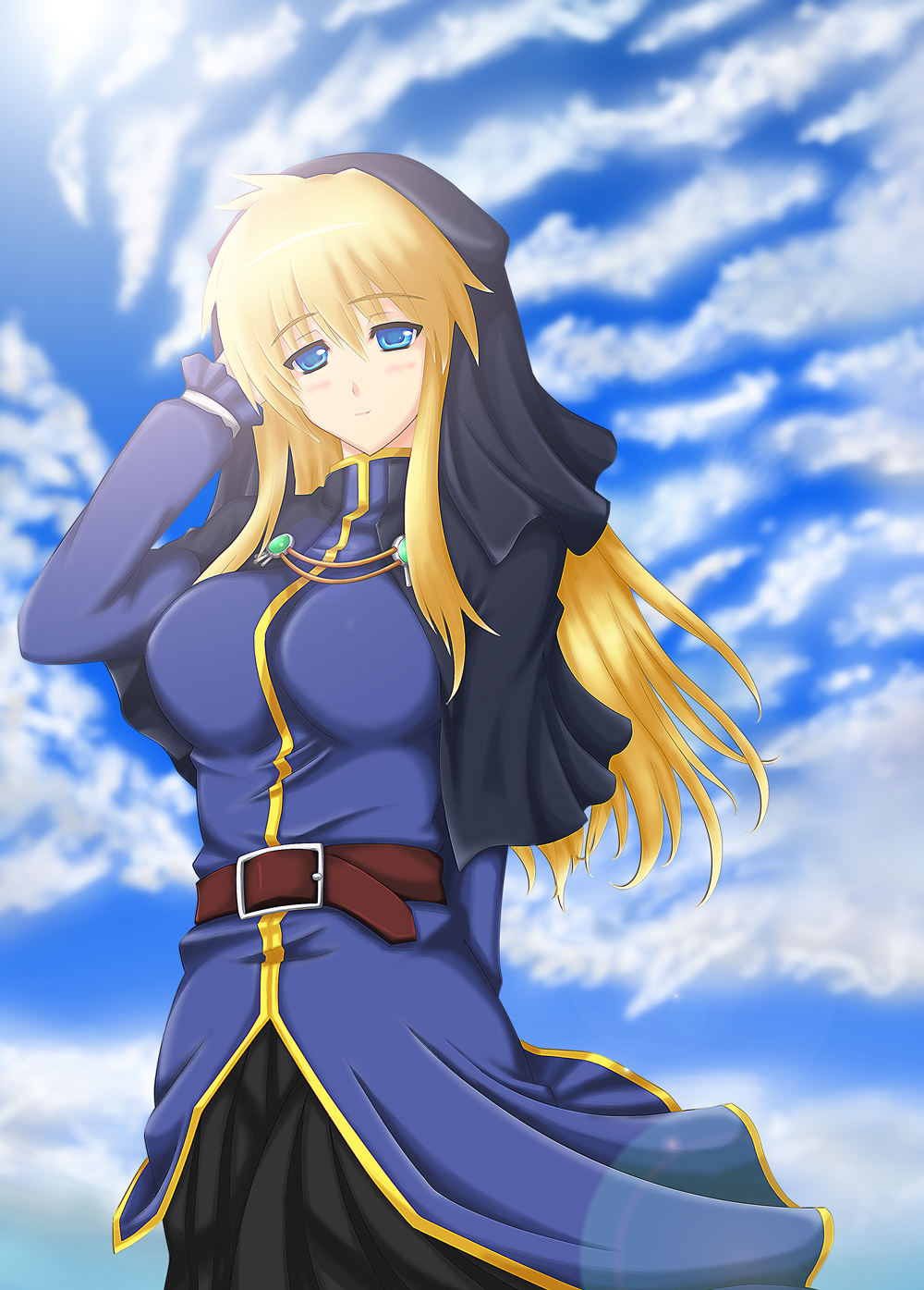kilina, goenitz, wind (mugen), m.u.g.e.n, snk, the king of fighters, highres, 1girl, blonde hair, blue eyes, female focus, genderswap, genderswap (mtf), solo