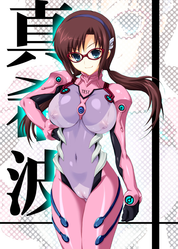joy ride, makinami mari illustrious, neon genesis evangelion, rebuild of evangelion, translation request, 00s, 1girl, breasts, cameltoe, female focus, glasses, large breasts, mecha pilot suit, plugsuit (evangelion), see-through clothes, solo, twintails, zoom layer