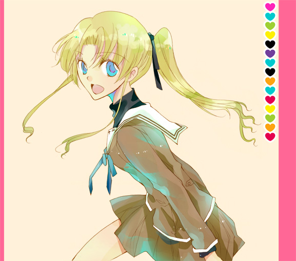 mamimi, hayama mizuki, ef (visual novel), bad id, bad pixiv id, 00s, :d, heart, open mouth, school uniform, serafuku, smile, solo