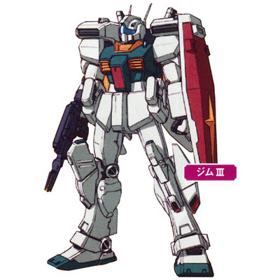 katoki hajime, gm (mobile suit), gm iii, gundam, gundam unicorn, gundam zz, lowres, official art, beam rifle, energy gun, gmiii, gun, mecha, no humans, robot, shield, weapon