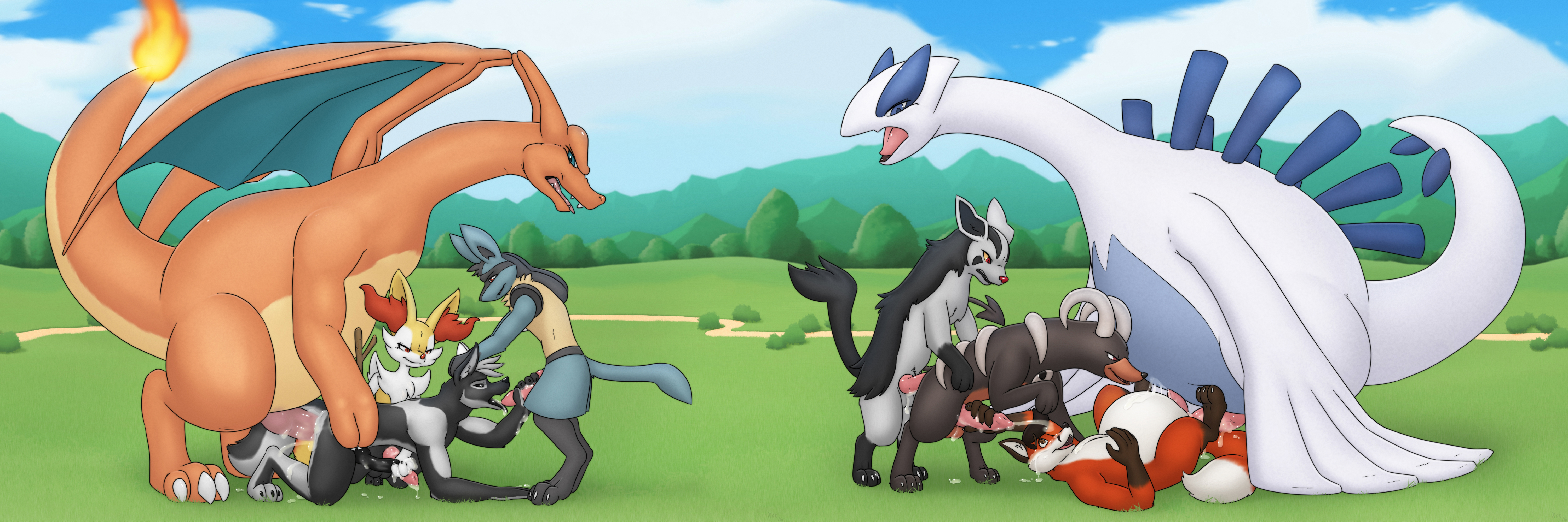 Rule34 – If it exists, there is porn of it / x03, braixen, charizard, houndoom, legendary pokemon, lucario, lugia, mightyena / 347108