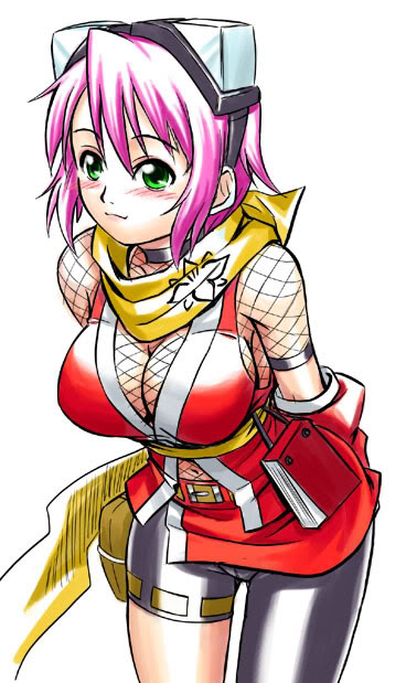 izuna (gouma reifuden izuna), gouma reifuden izuna, breasts, goggles, huge breasts, ninja, pink hair, scarf