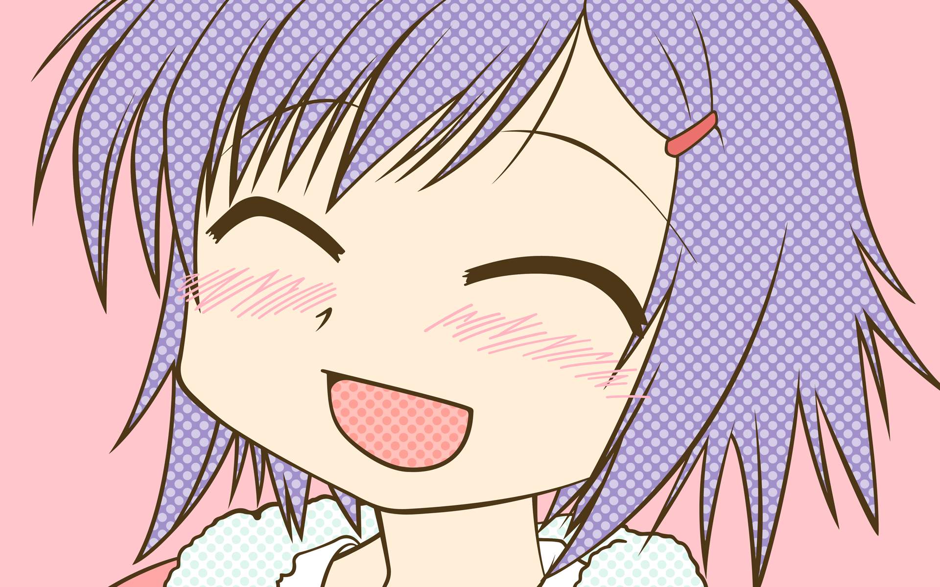 chika, hidamari sketch, wallpaper, highres, vector trace, ^ ^, blush, closed eyes, purple hair, smile
