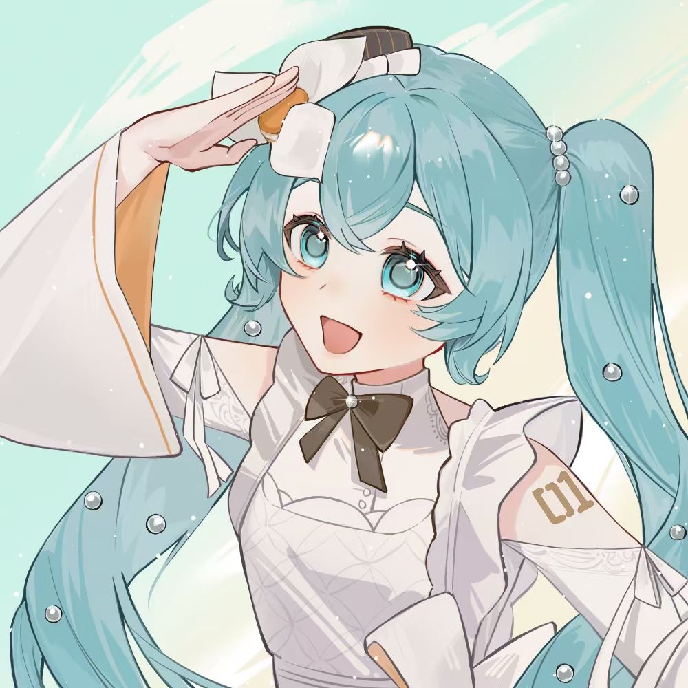 hatsune miku, vocaloid, chinese commentary, commentary request, 1girl, apron, aqua hair, beads, beret, black bow, black bowtie, black hat, blue eyes, bow, bowtie, buttons, clothing cutout, cloud, crossed bangs, dot nose, eyelashes, food, food-themed hair ornament, frilled apron, frills, gradient sky, green sky, hair beads, hair between eyes, hair bow, hair ornament, happy, hat, layered sleeves, light particles, long hair, long sleeves, looking ahead, macaron, mini hat, number tattoo, open mouth, outdoors, riliing, shirt, shoulder cutout, shoulder tattoo, sky, sleeve bow, smile, solo, striped clothes, striped headwear, sunrise, tattoo, twintails, upper body, vertical-striped clothes, vertical-striped headwear, very long hair, wavy hair, white apron, white bow, white shirt, wide sleeves, yellow sky