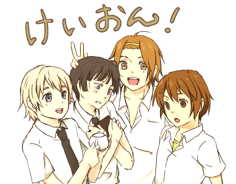 akiyama mio, hirasawa yui, kotobuki tsumugi, tainaka ritsu, k-on!, gender request, 00s, genderswap, male focus