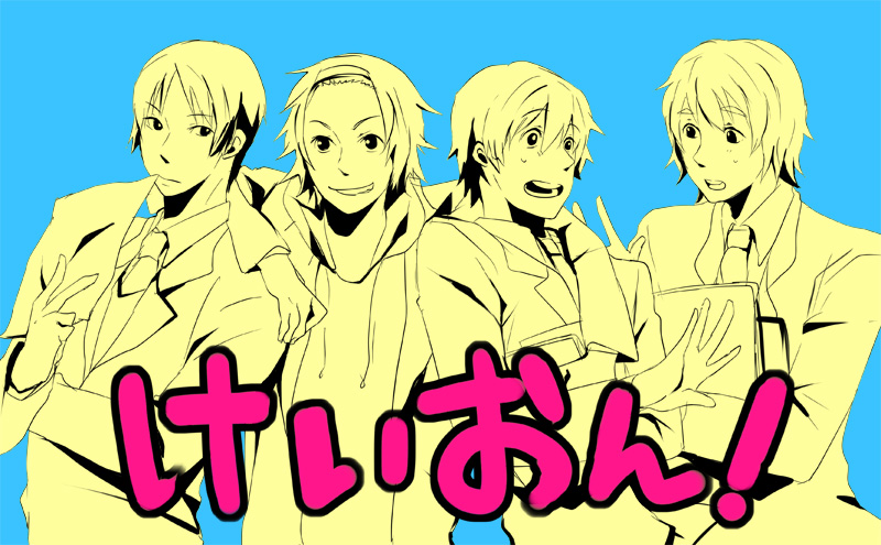 akiyama mio, hirasawa yui, kotobuki tsumugi, tainaka ritsu, k-on!, gender request, 00s, genderswap, male focus