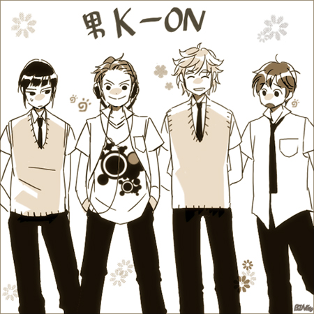 akiyama mio, hirasawa yui, kotobuki tsumugi, tainaka ritsu, k-on!, gender request, lowres, 00s, genderswap, male focus