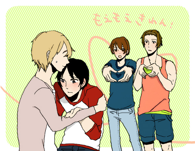 cai, akiyama mio, hirasawa yui, kotobuki tsumugi, tainaka ritsu, k-on!, gender request, 00s, genderswap, male focus, moe moe kyun!