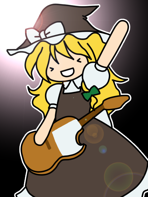 kashiwa kiseri, kirisame marisa, ushiromiya jessica, touhou, turn of the golden witch, umineko no naku koro ni, > <, 1girl, blonde hair, chibi, closed eyes, cosplay, dress, female focus, guitar, hat, instrument, kirisame marisa (cosplay), solo, witch, witch hat