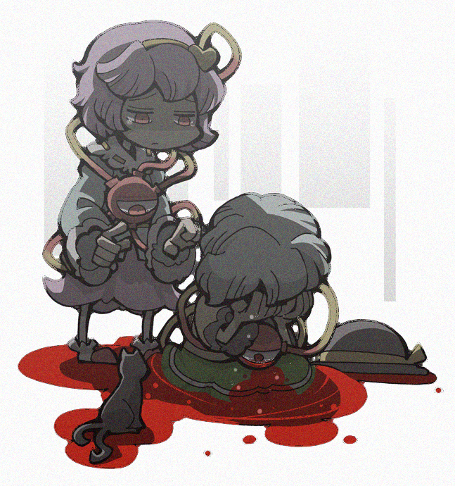 hounori, kaenbyou rin, kaenbyou rin (cat), komeiji koishi, komeiji satori, touhou, md5 mismatch, 2girls, blood, female focus, multiple girls, siblings, sisters, tears